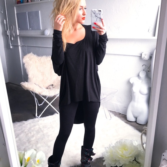 Tops - Hi-low draped long sleeve top